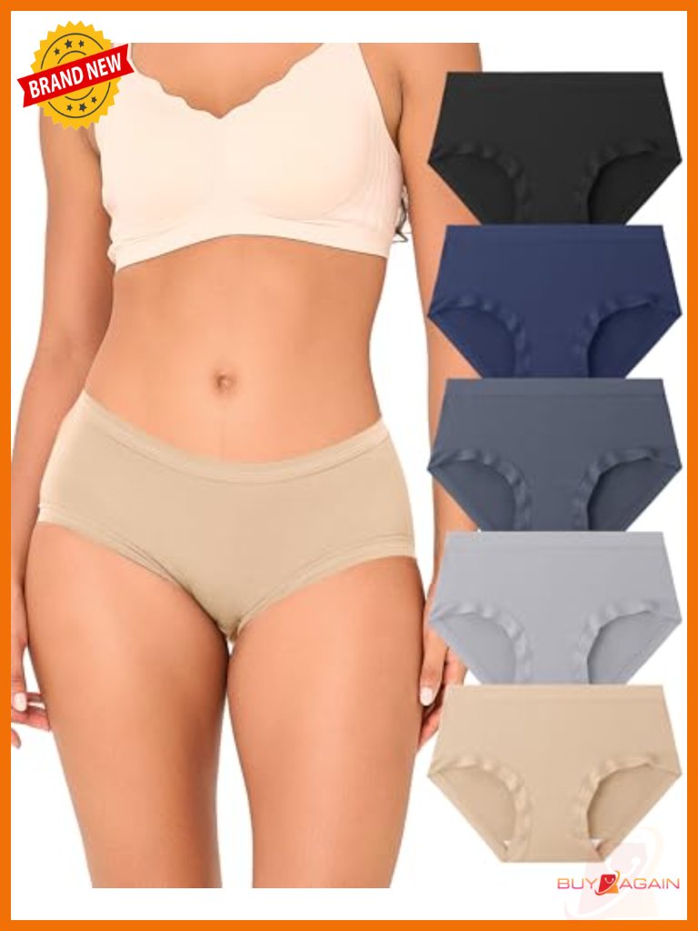Moisture-Wicking Bamboo Viscose Mid Rise Briefs 5-Pack Tag Free